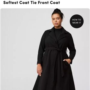 Women's Black Tie Front Coat